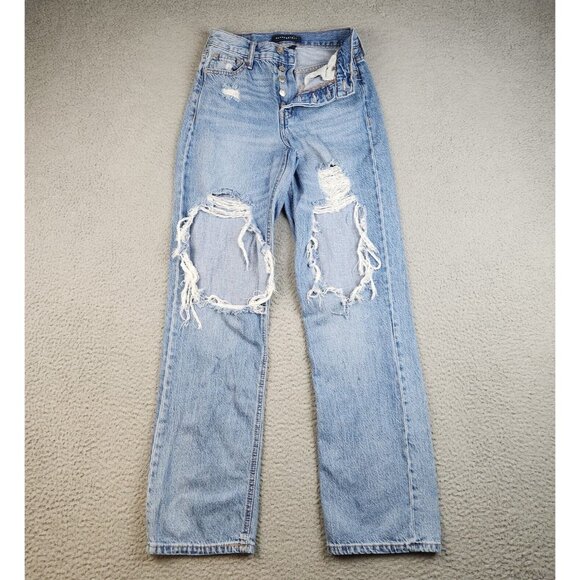 Aeropostale High Waist 90's Baggy Jeans Jr's 00 Ripped Button Fly Grunge Pants - Picture 3 of 11
